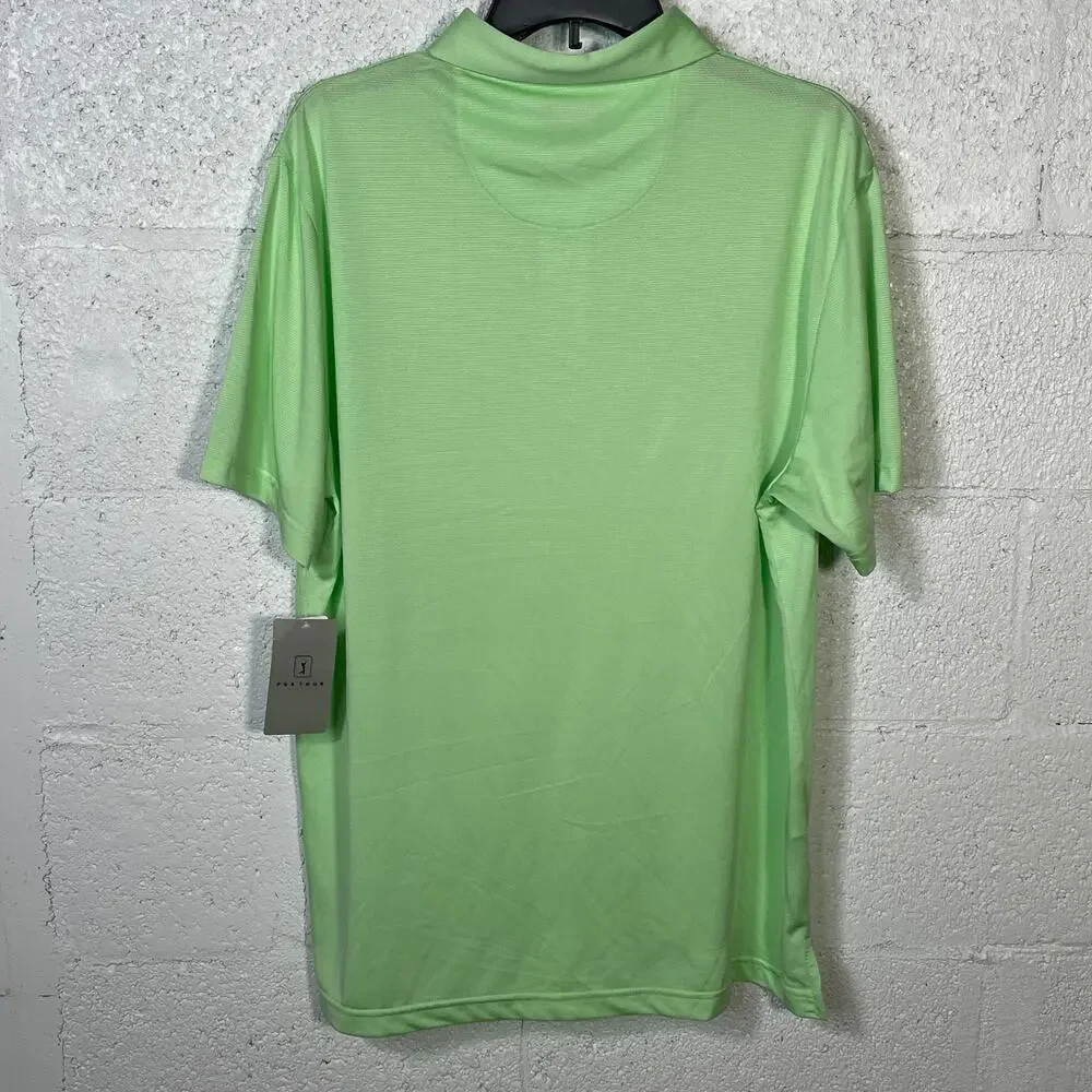 PGA Tour Men's Birdseye Textured Performance Polo Shirt Patina green small - Picture 4 of 8